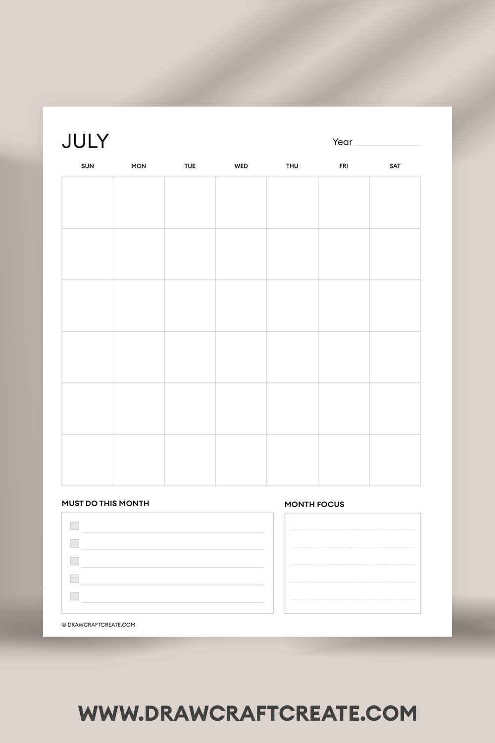 printable july 2025 calendar vertical
