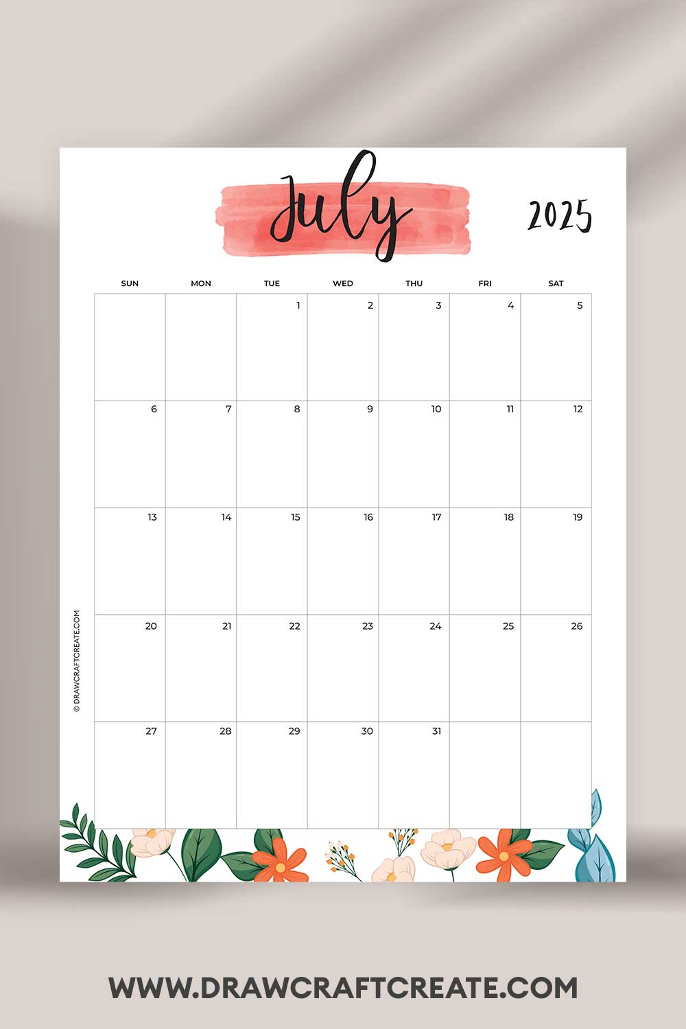 printable july 2025 calendar vertical