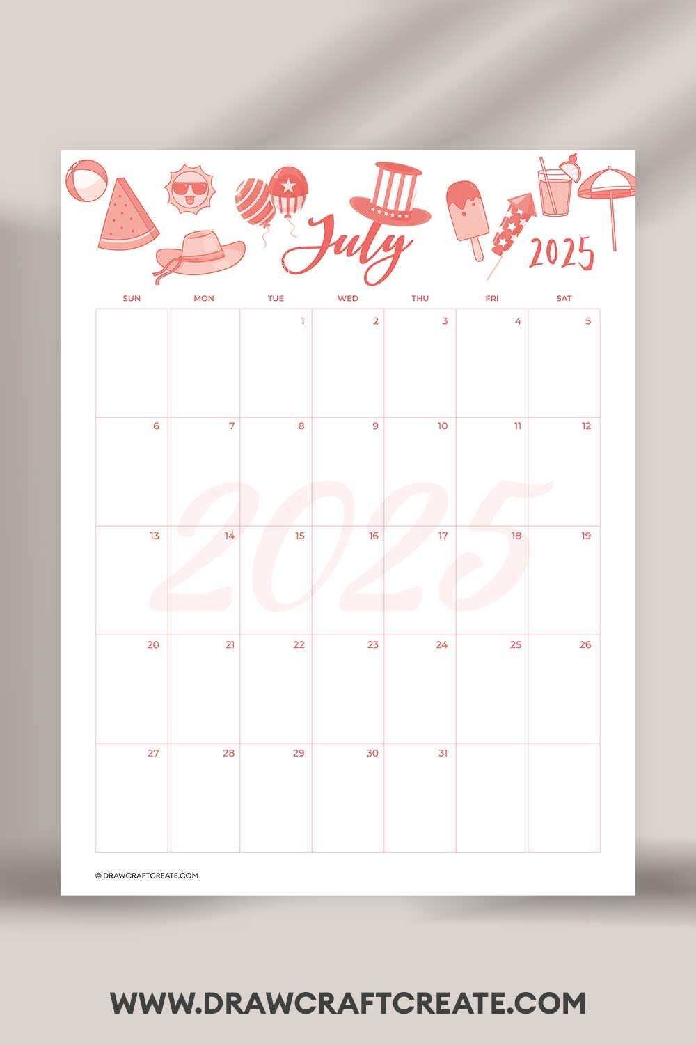 printable july 2025 calendar vertical