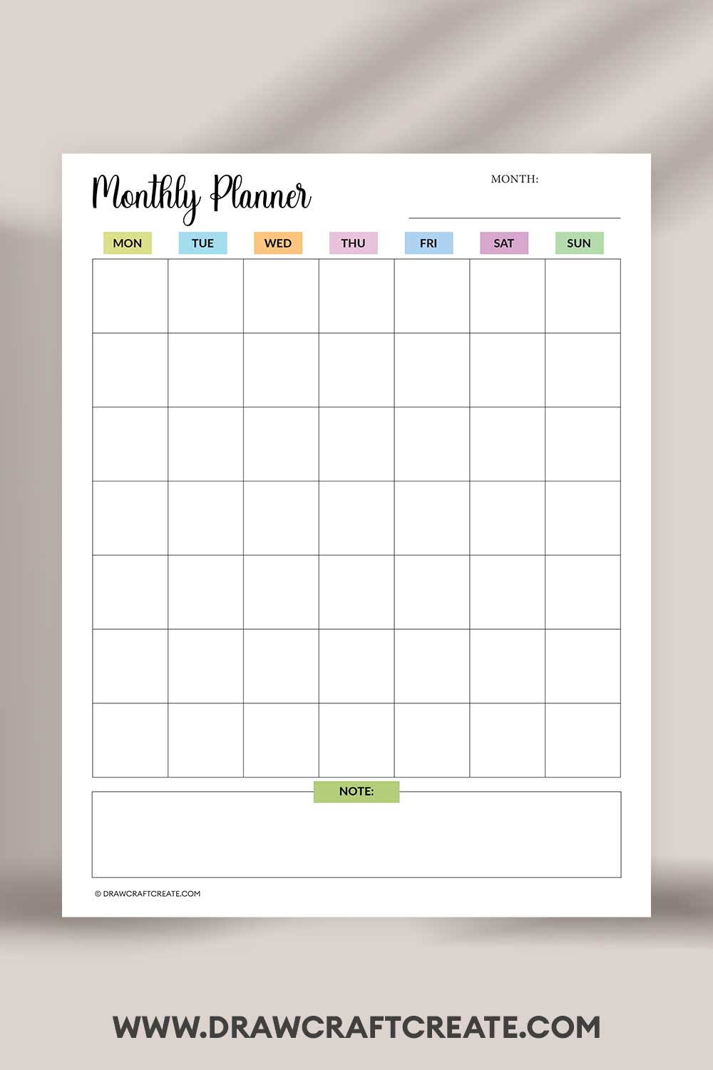 printable monthly planner template