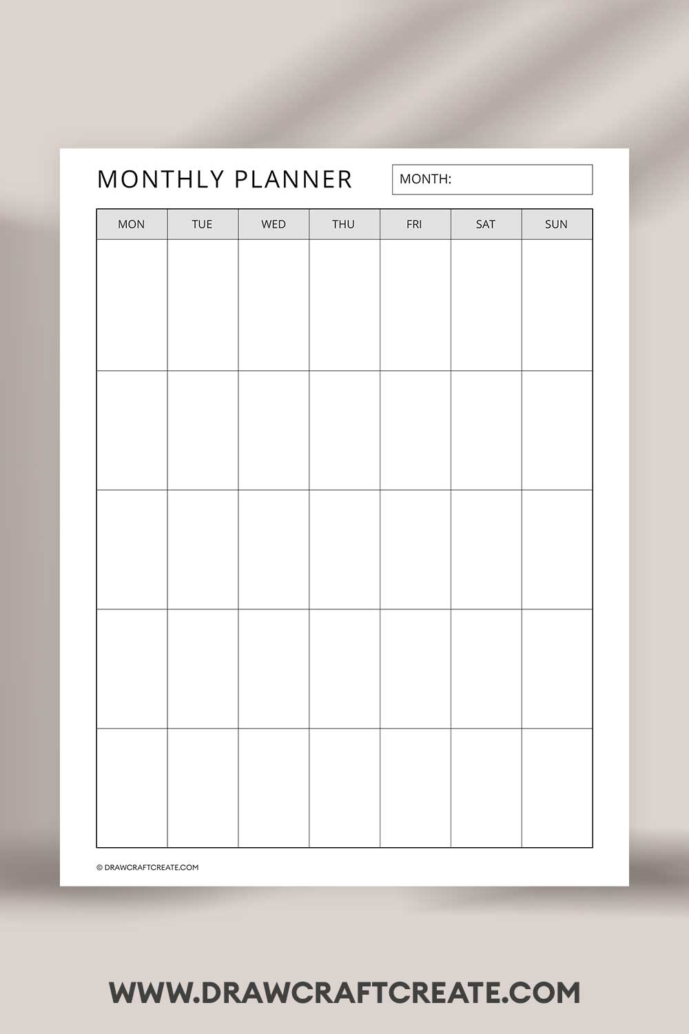 printable monthly planner template