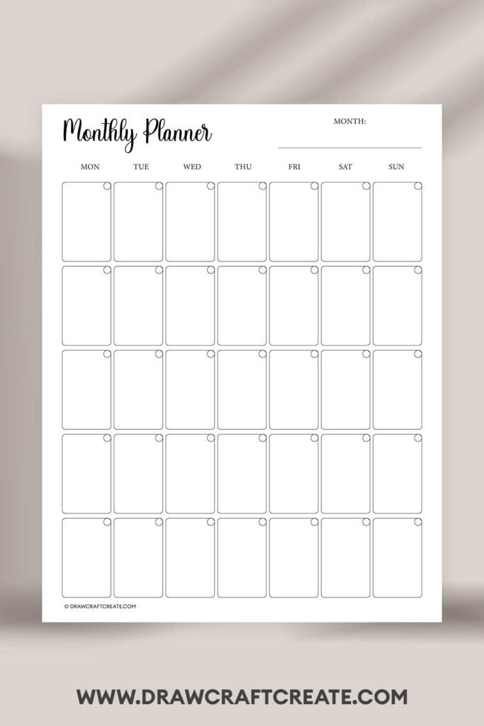 Free Printable Monthly Planner Template - Draw Craft Create