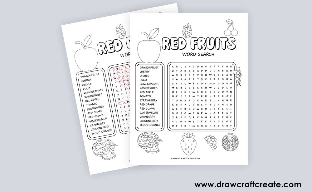 red fruits word search answer