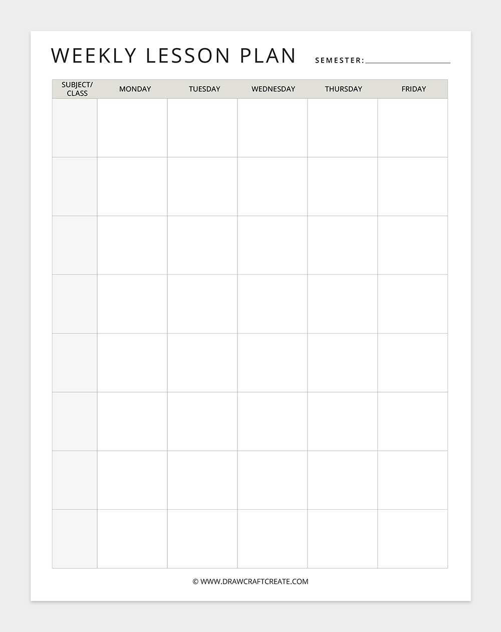 weekly lesson plan
