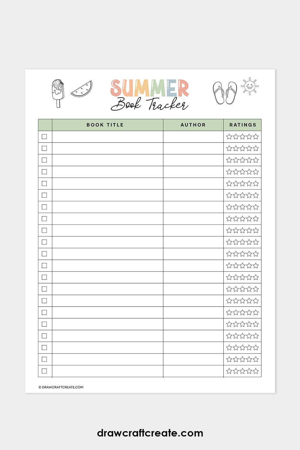 summer book tracker