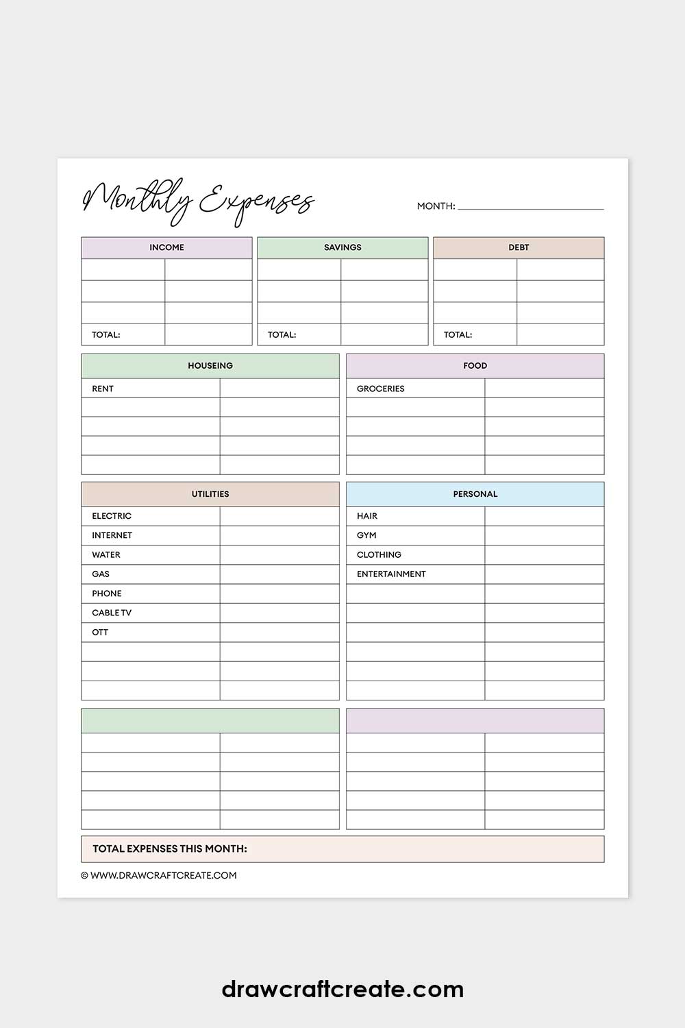monthly expenses
