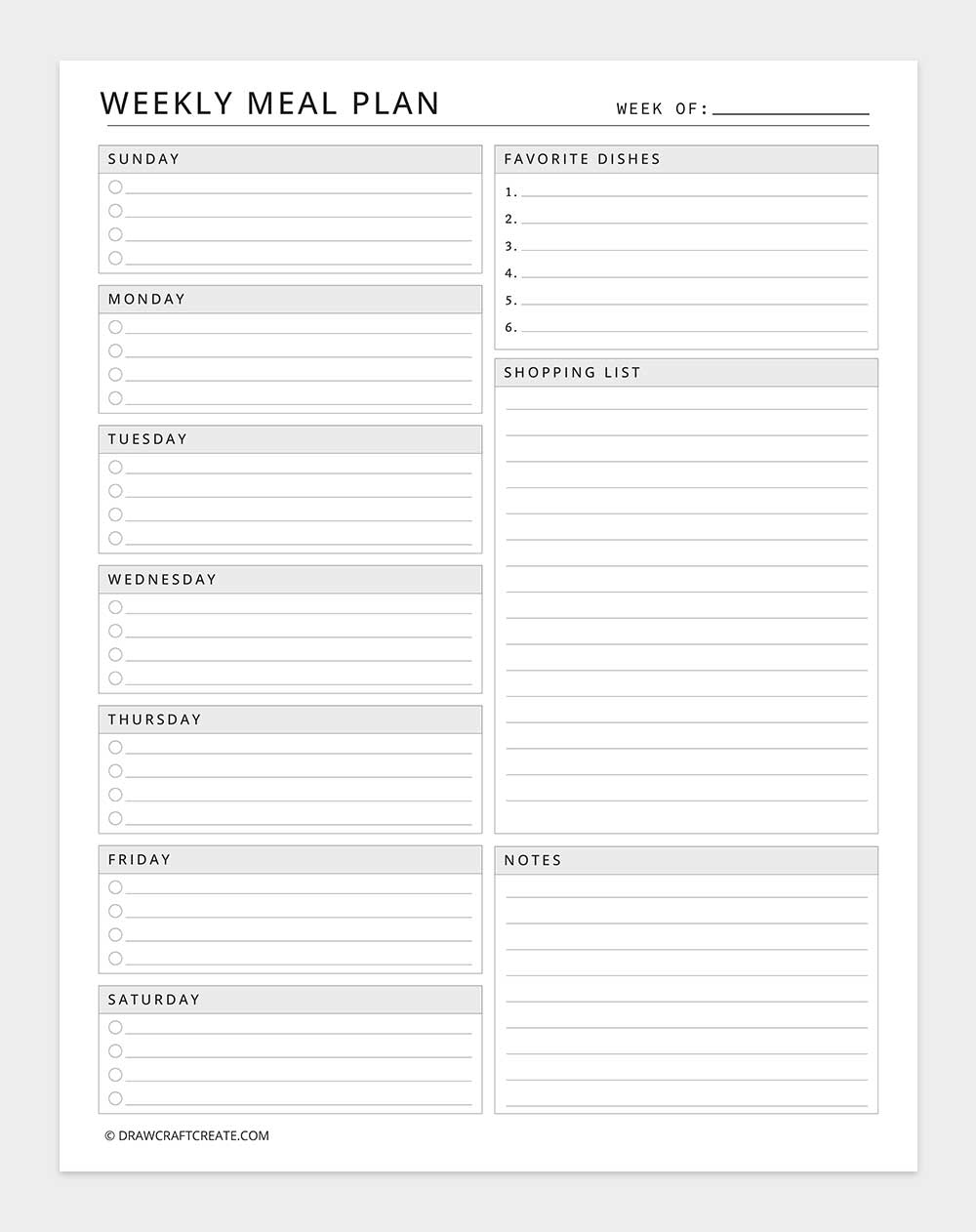weekly meal planner