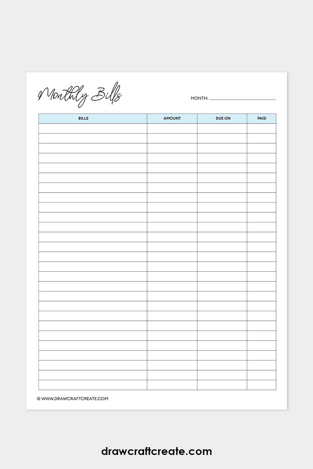 monthly bills