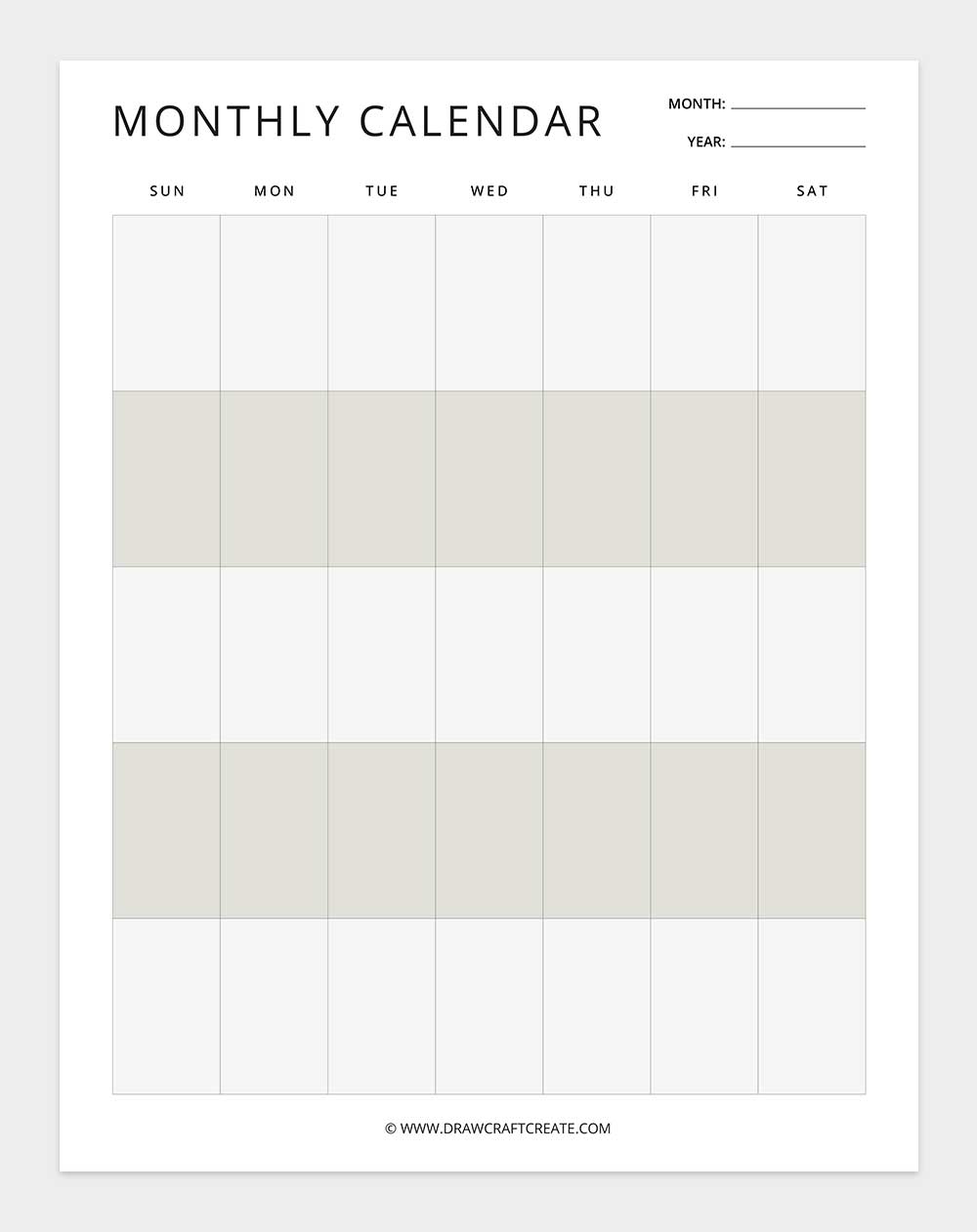 blank monthly calendar