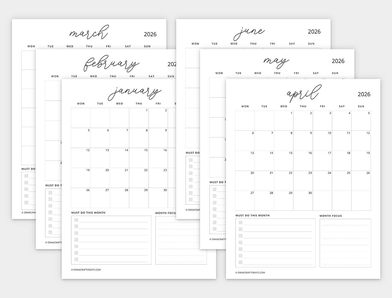 2026 calendars