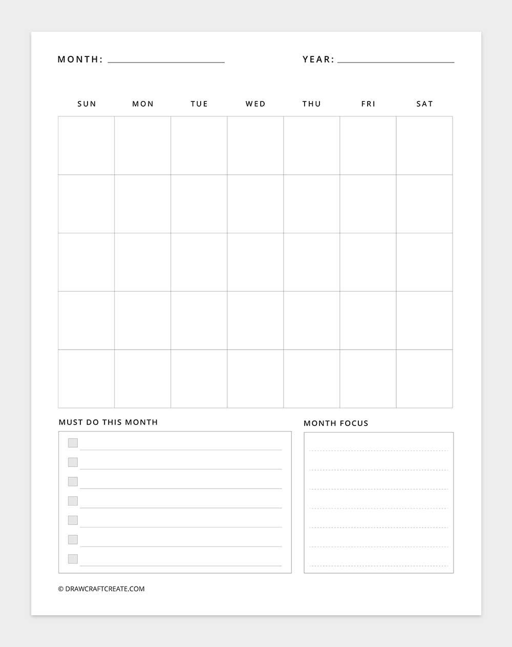 blank calendar template
