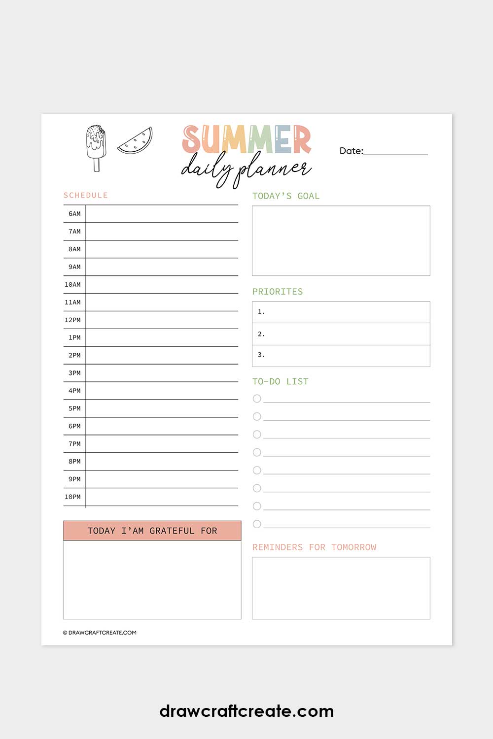summer daily planner