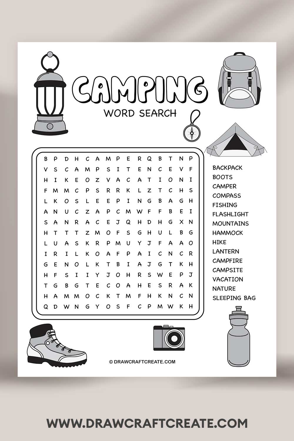Camping Word Search