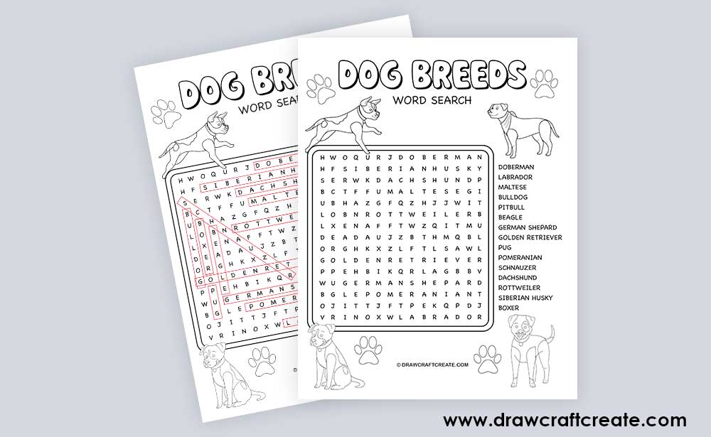 Dog Breeds Word Search answer