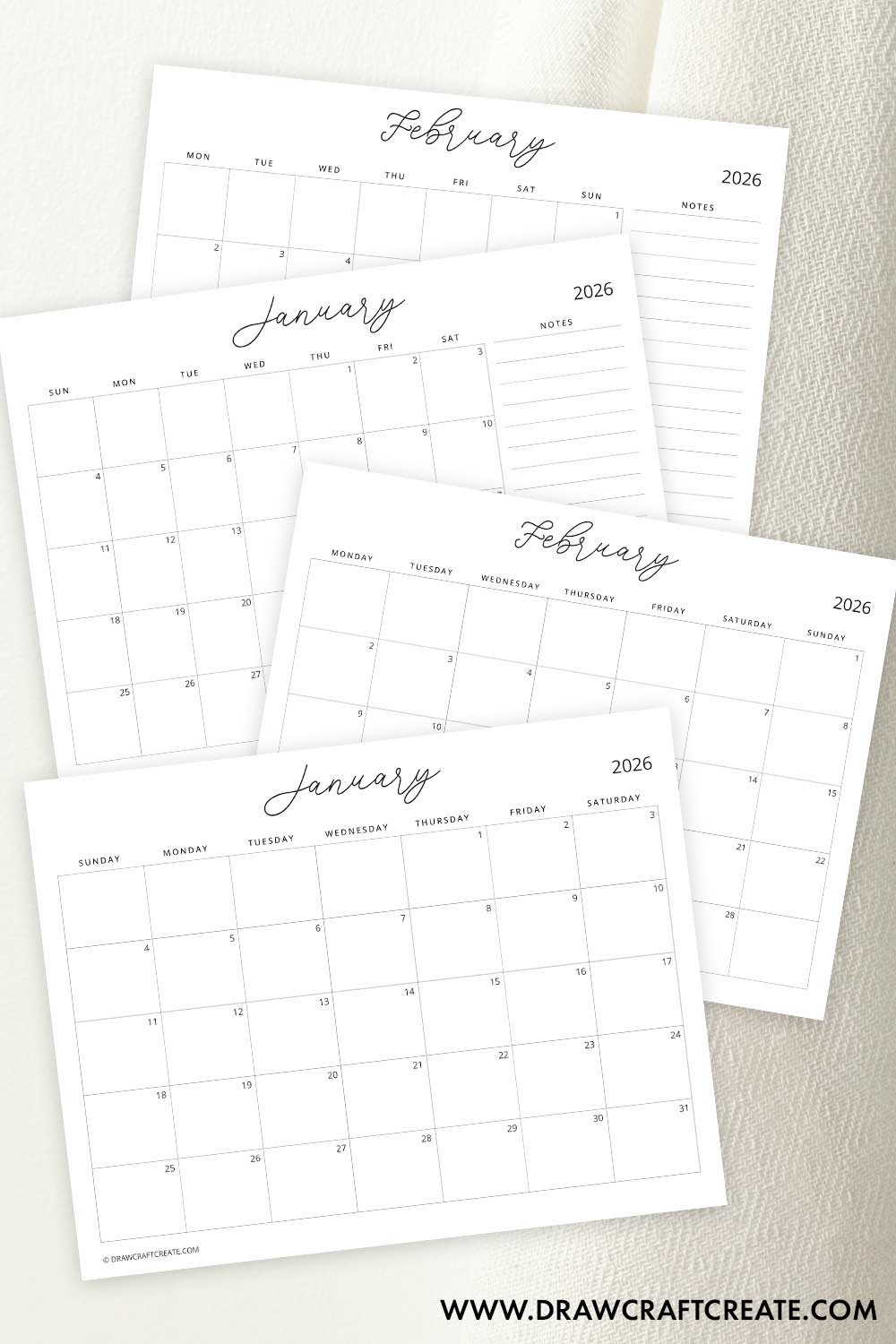 Free Printable 2026 Calendar