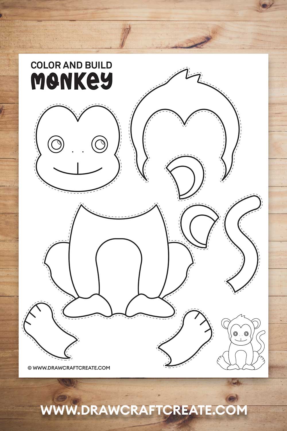 Free Printable Build a Monkey Craft
