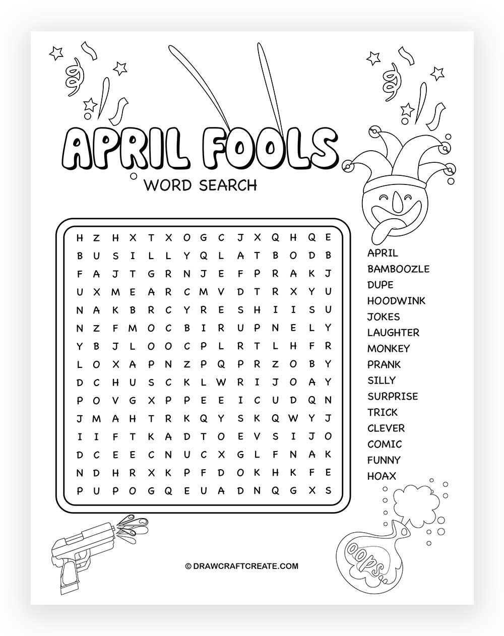 Printable April Fools Word Search