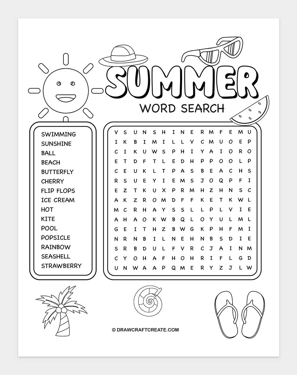 Printable Summer Word Search