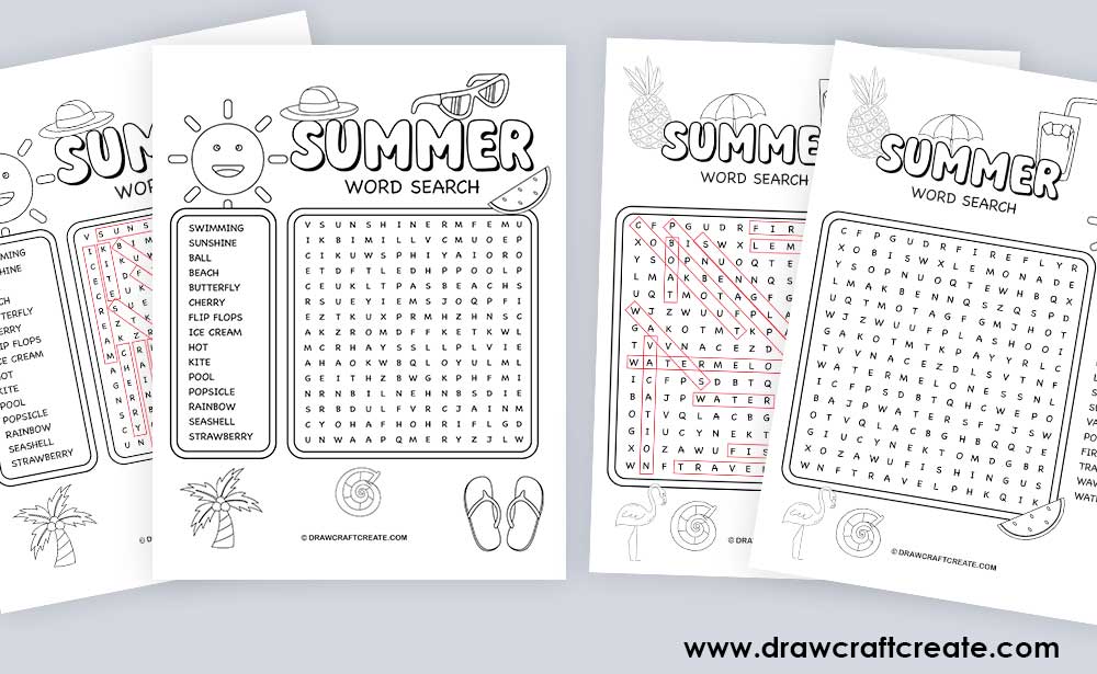 Printable Summer Word Search Answer Sheet