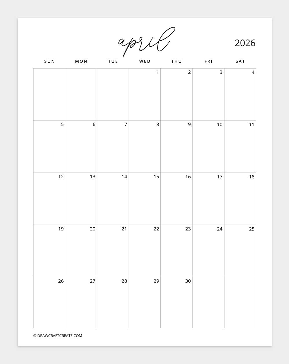 january 2026 calendar sunday start vertical