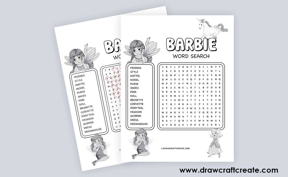 barbie word search answer