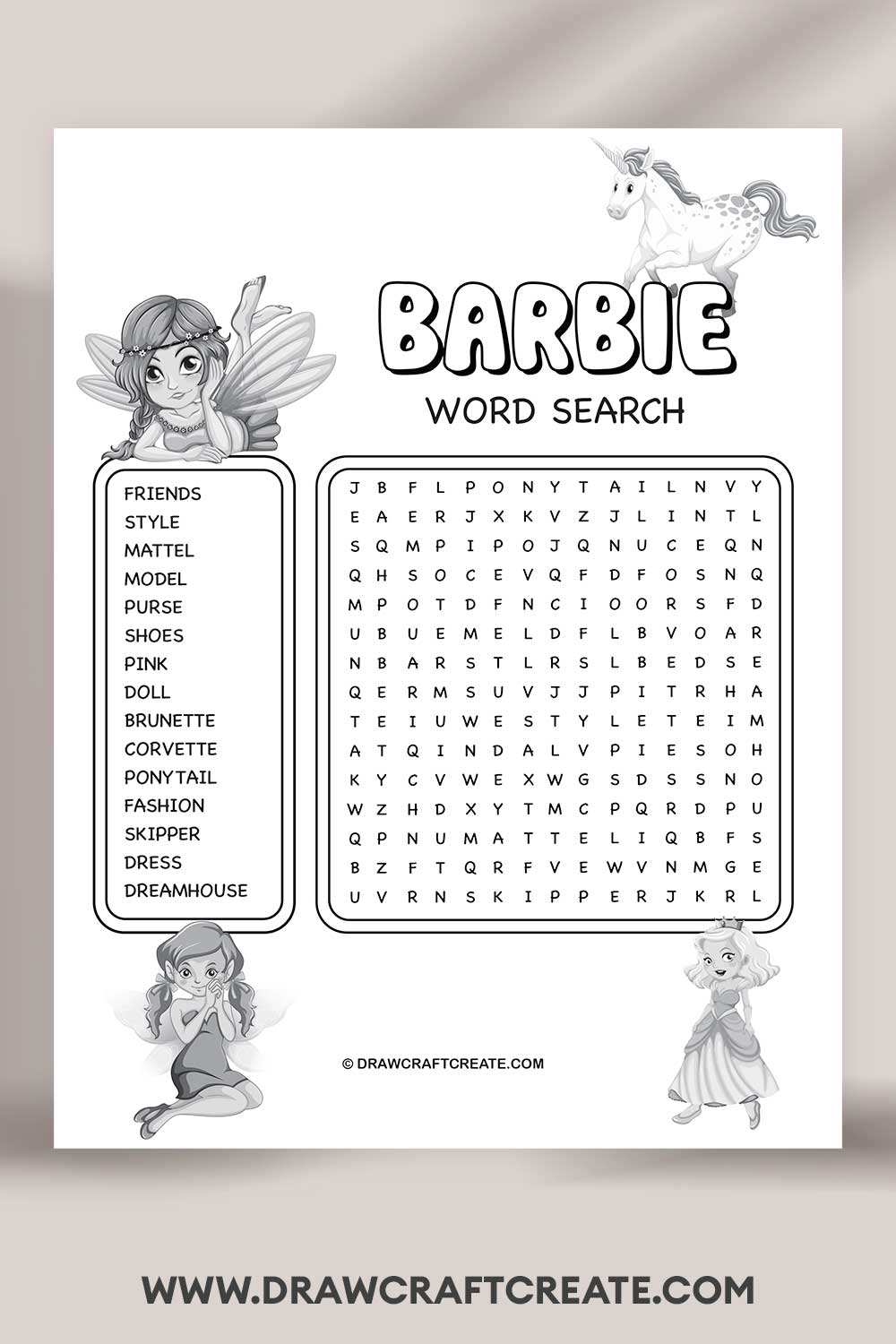 barbie word search