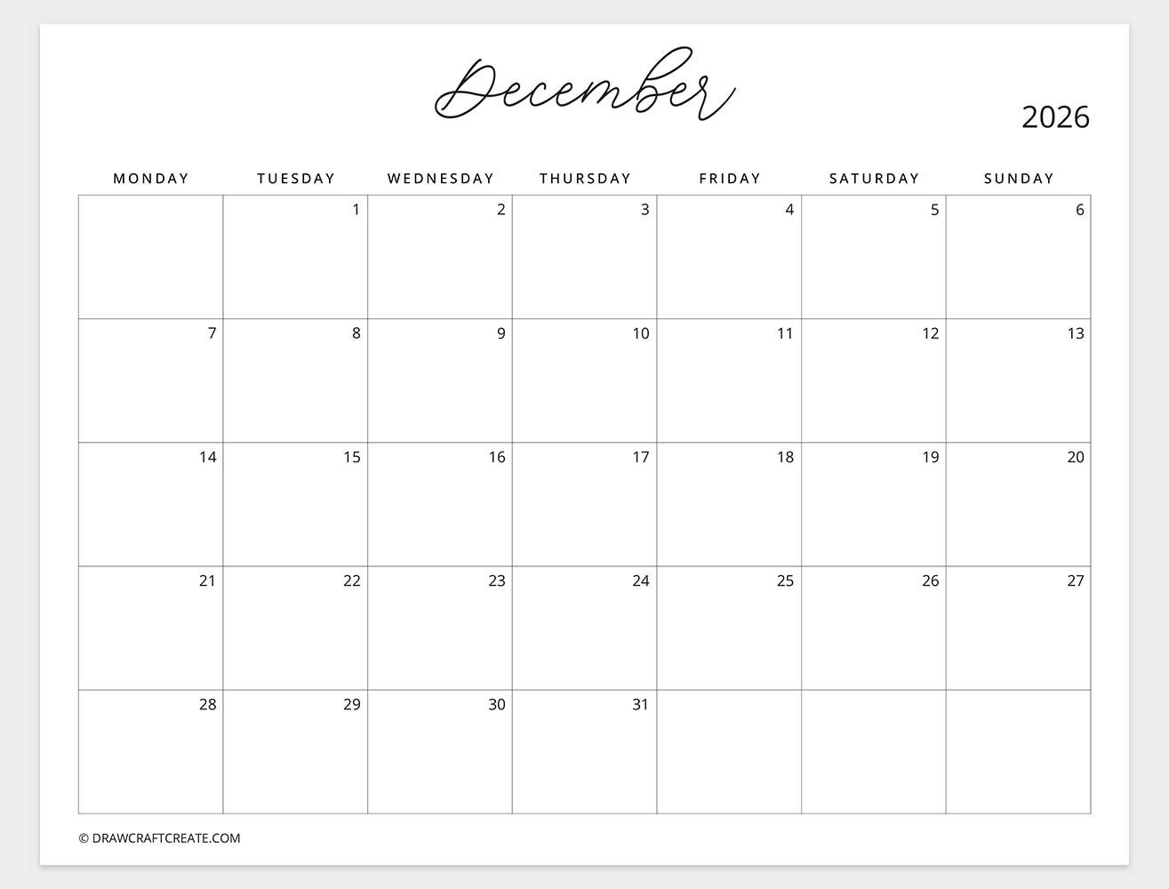 march 2026 calendar monday start