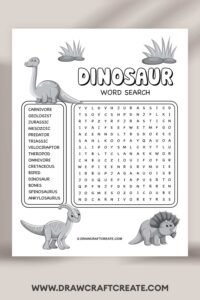 Free Printable Dinosaur Word Search - Draw Craft Create