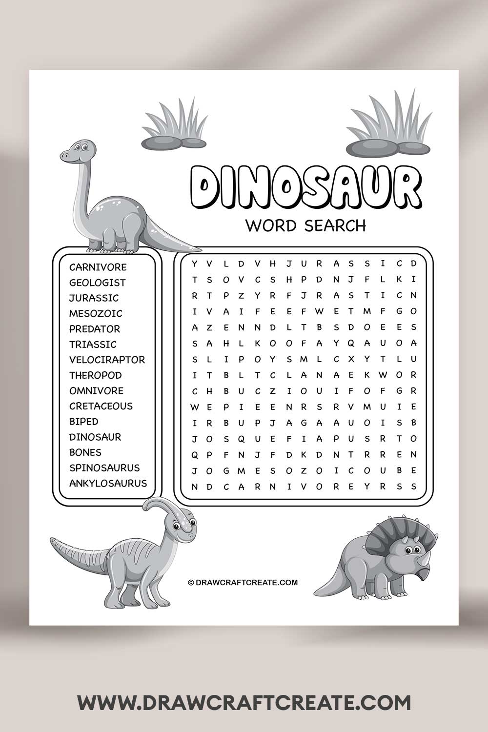 dinosaur word search