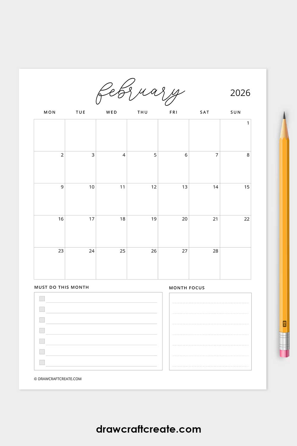 january 2026 calendar monday start vertical with to do