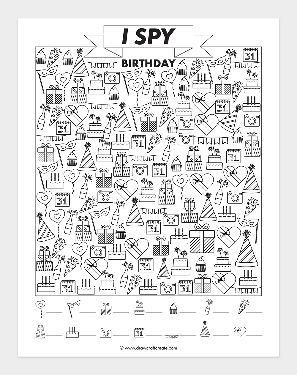 i spy birthday printable