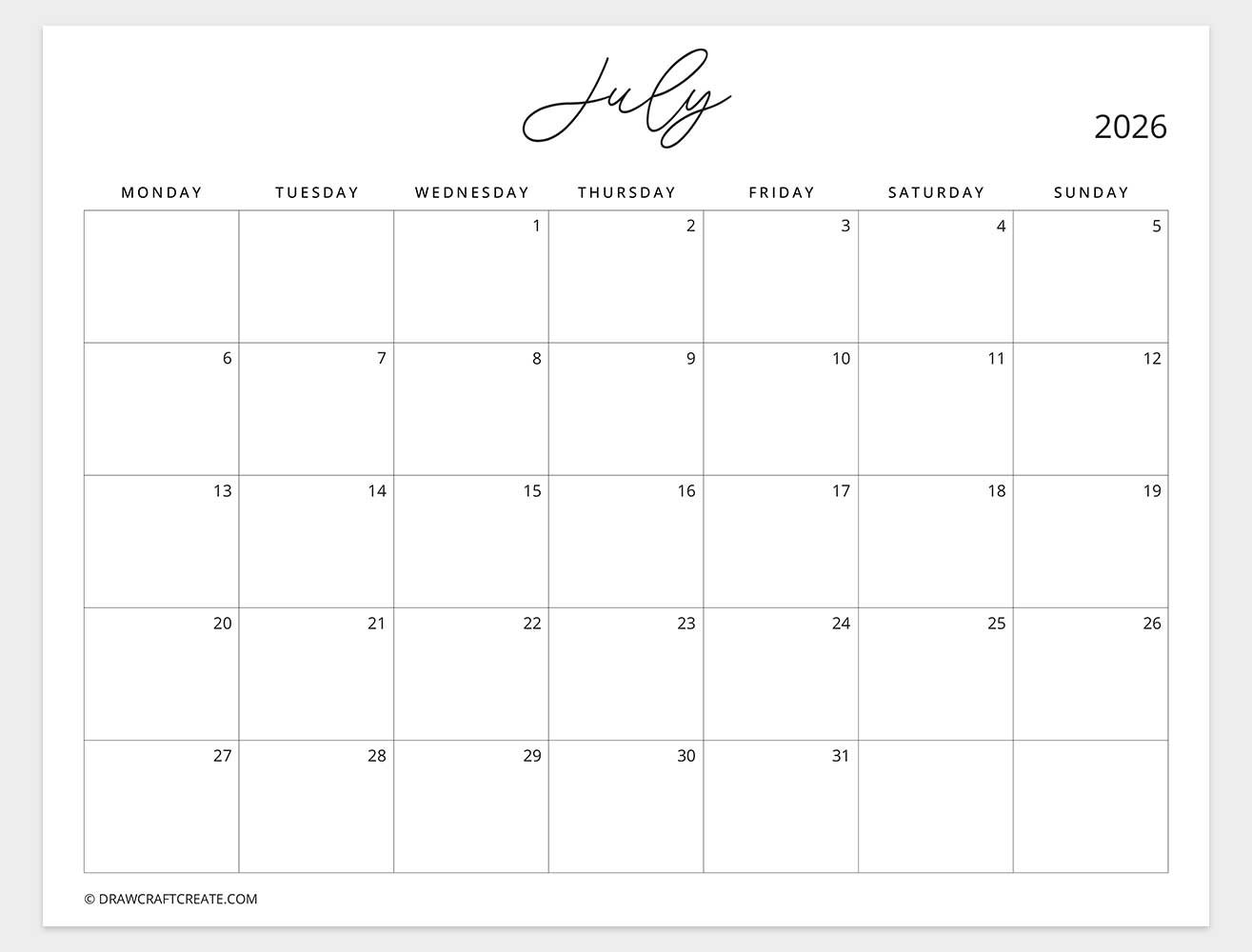 march 2026 calendar monday start