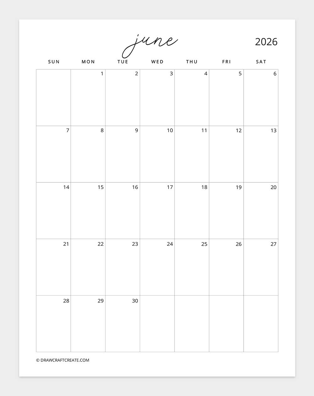 january 2026 calendar sunday start vertical