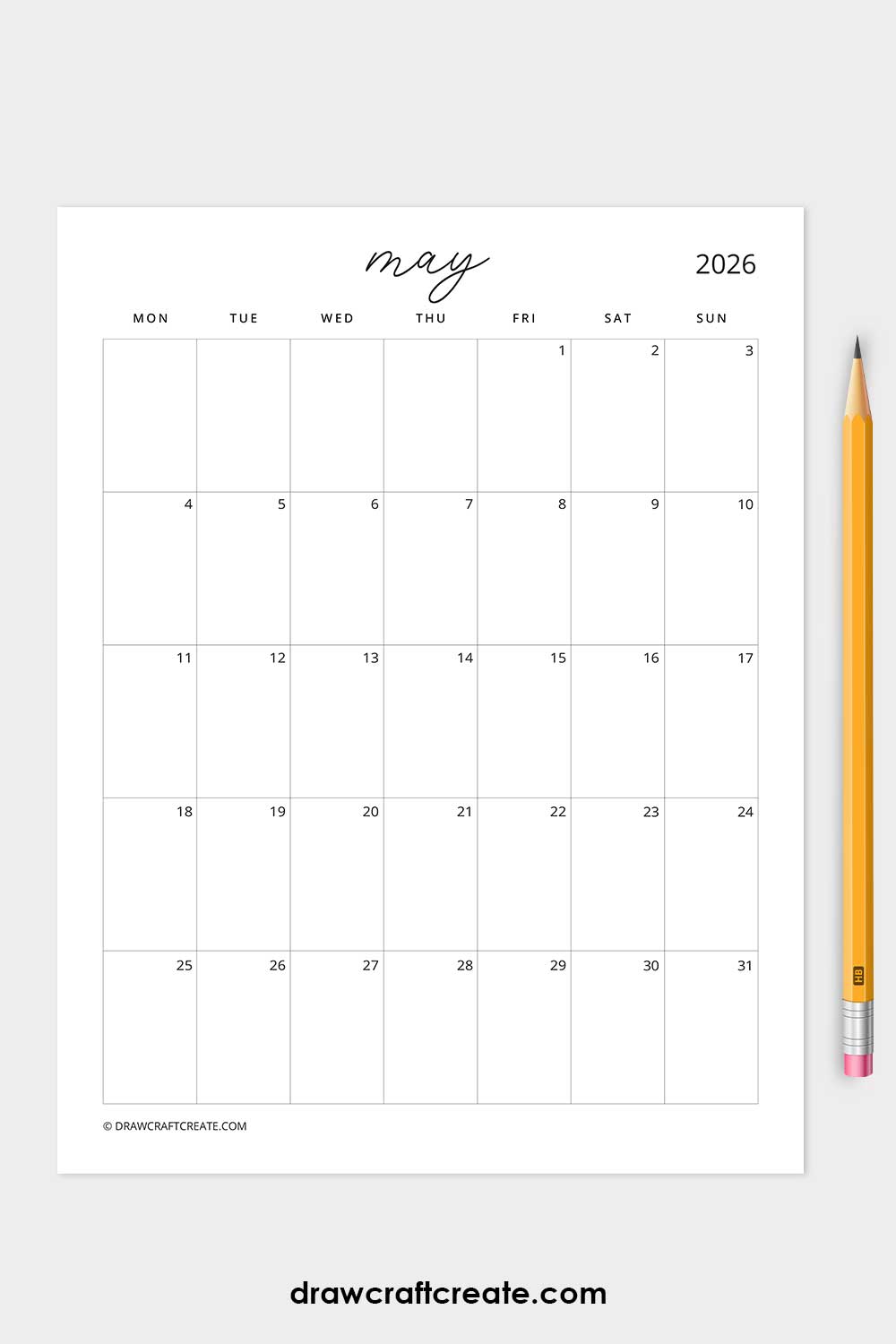 january 2026 calendar monday start vertical