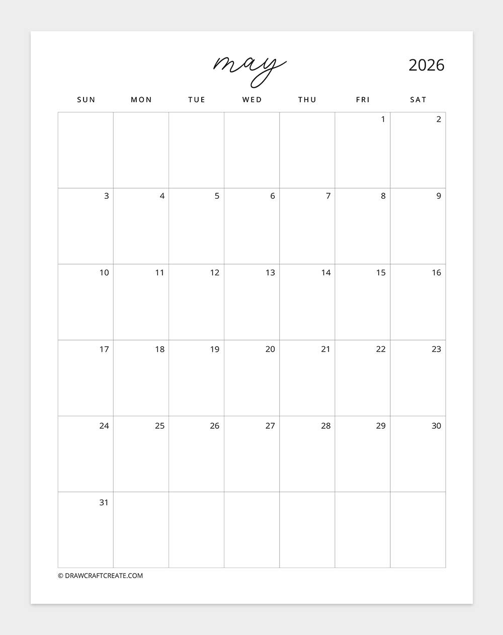 january 2026 calendar sunday start vertical
