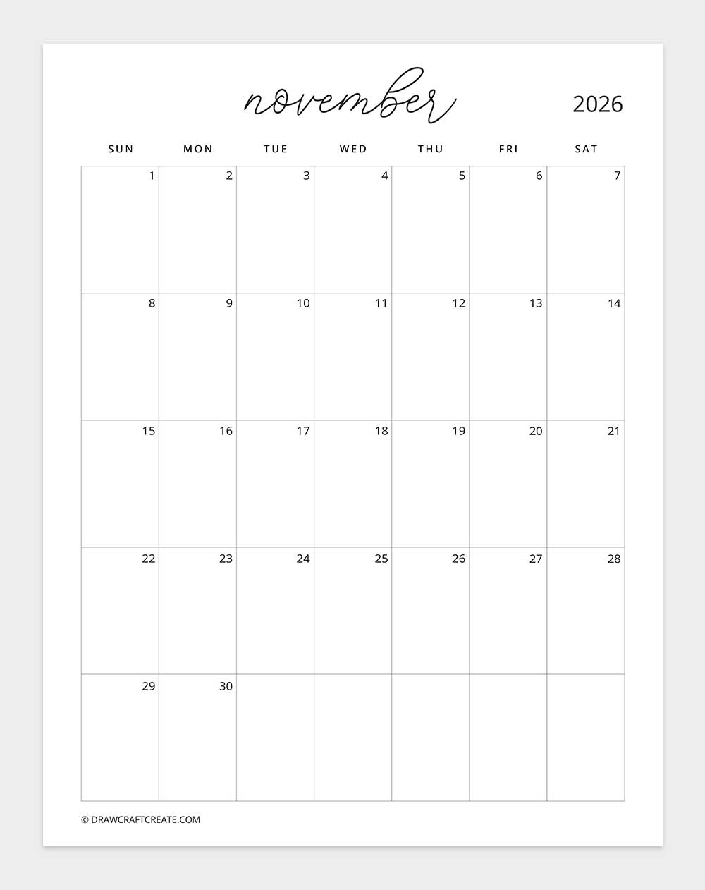 january 2026 calendar sunday start vertical