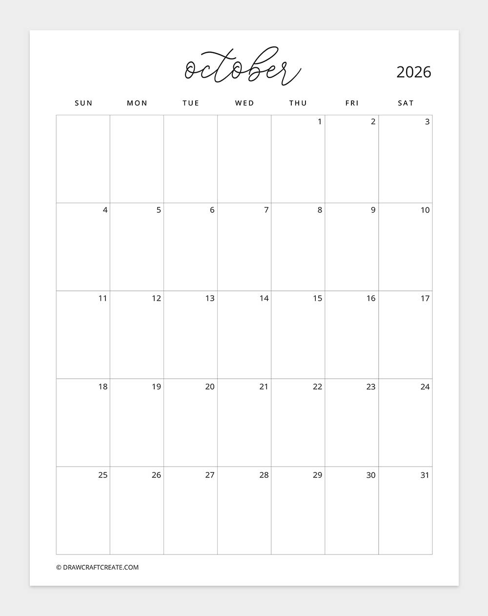 january 2026 calendar sunday start vertical