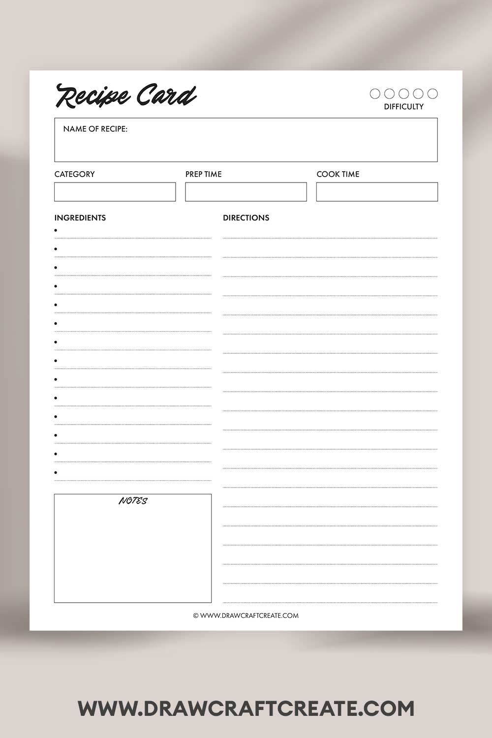 printable recipe card