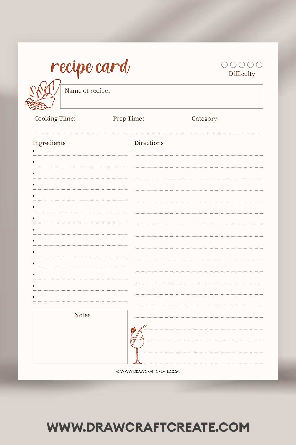 printable recipe card