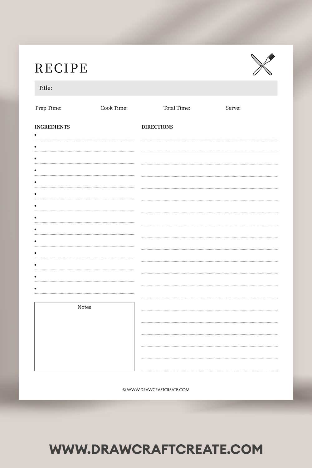 printable recipe card