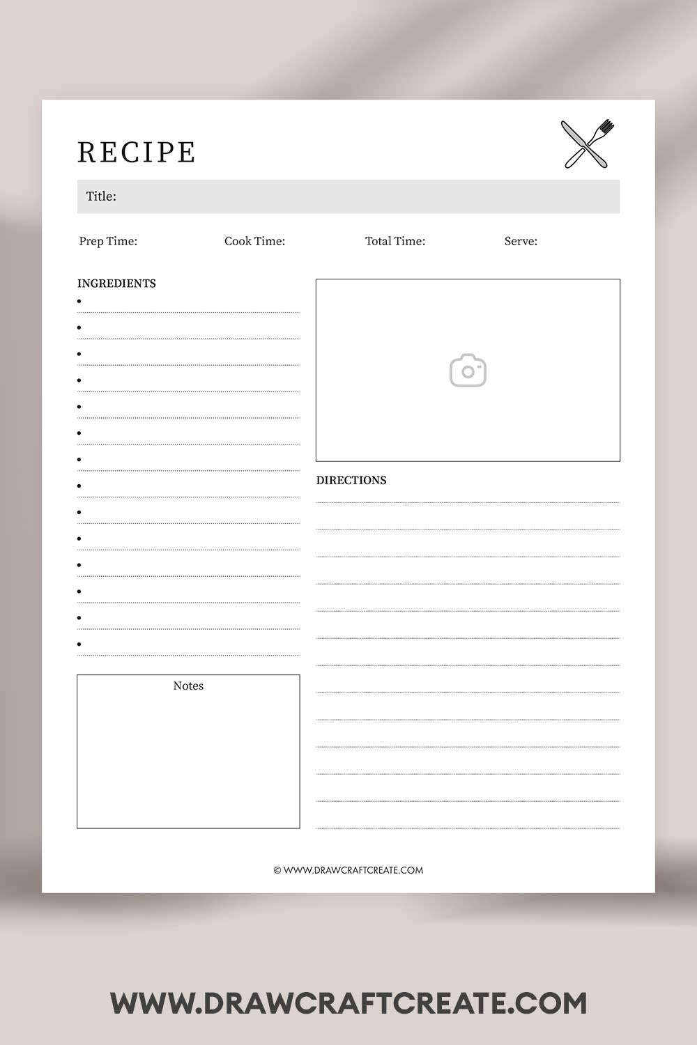 printable recipe card