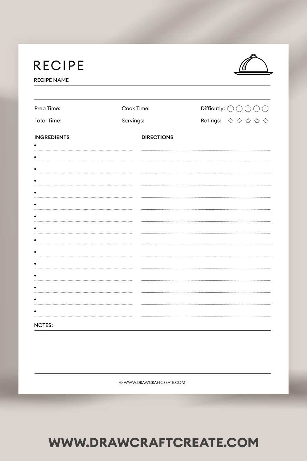 printable recipe card