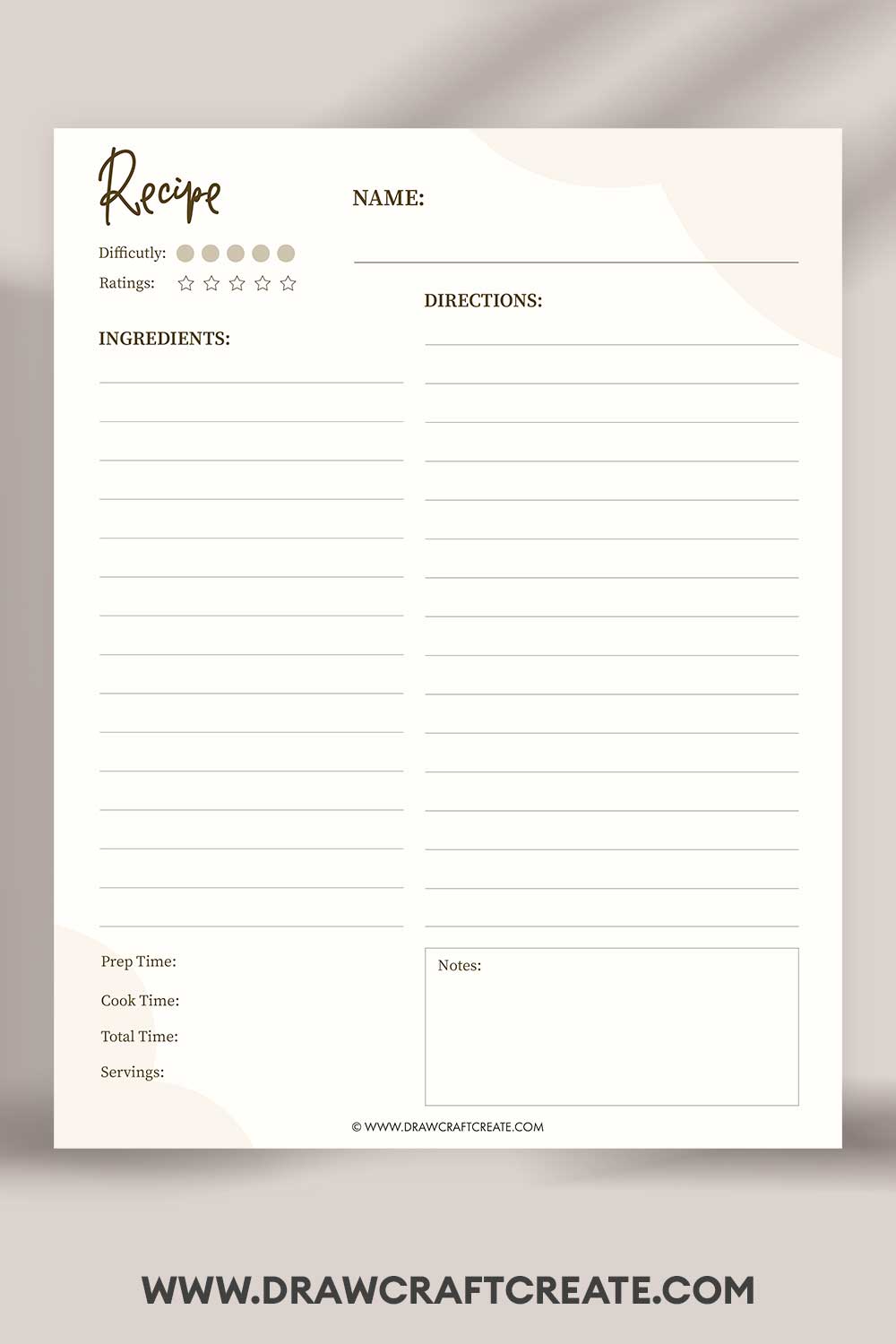 printable recipe card