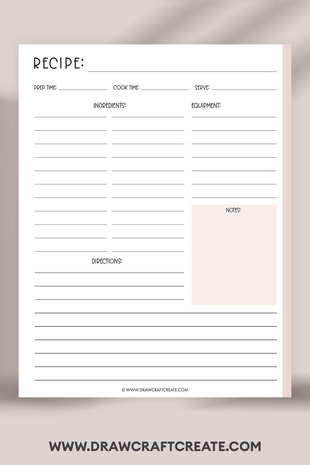 printable recipe card