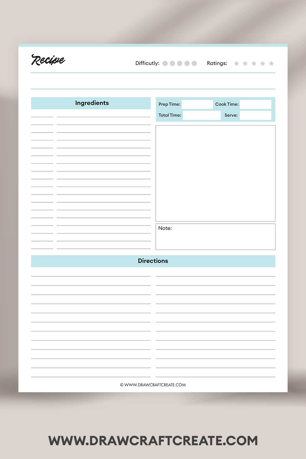 printable recipe card