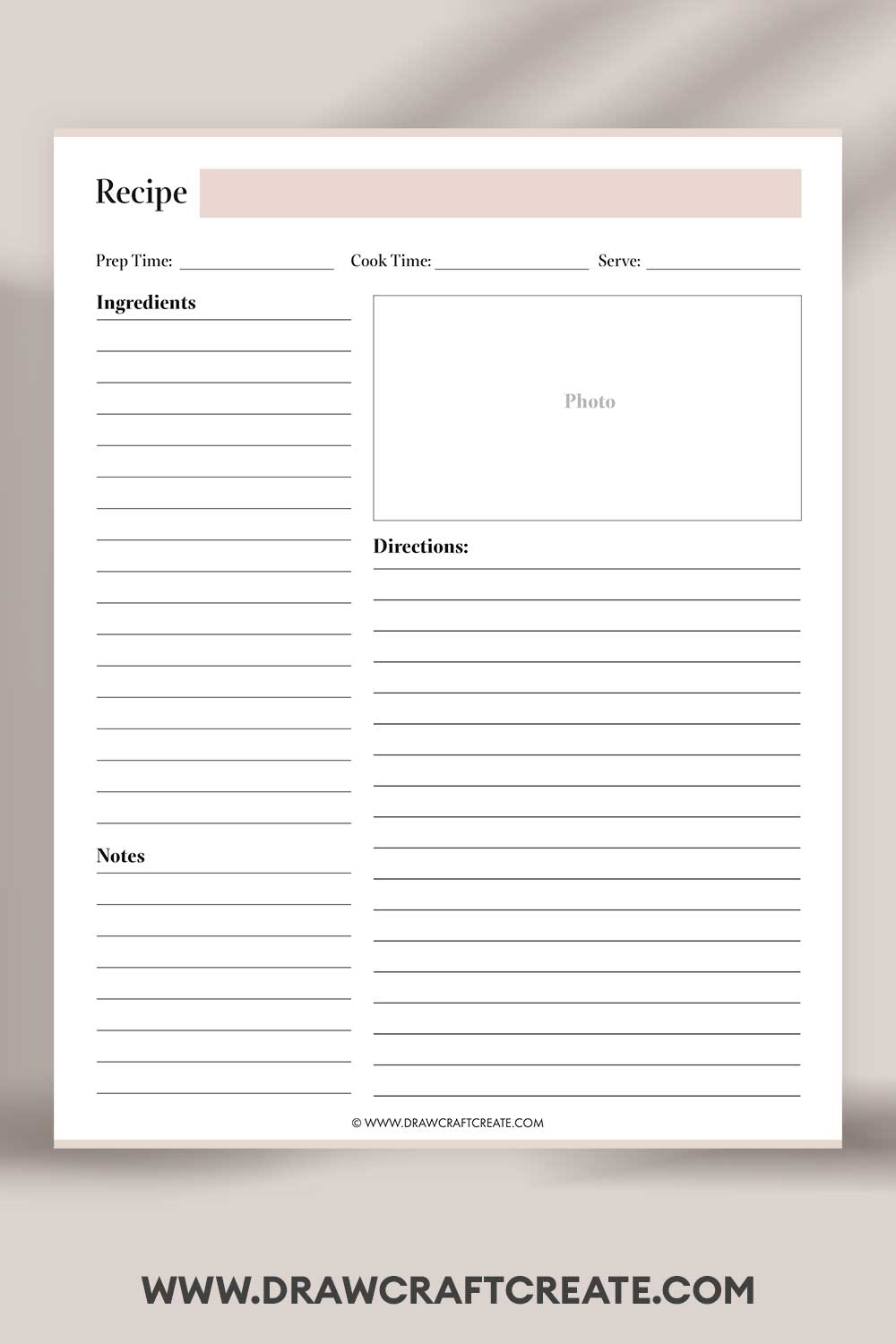 printable recipe card