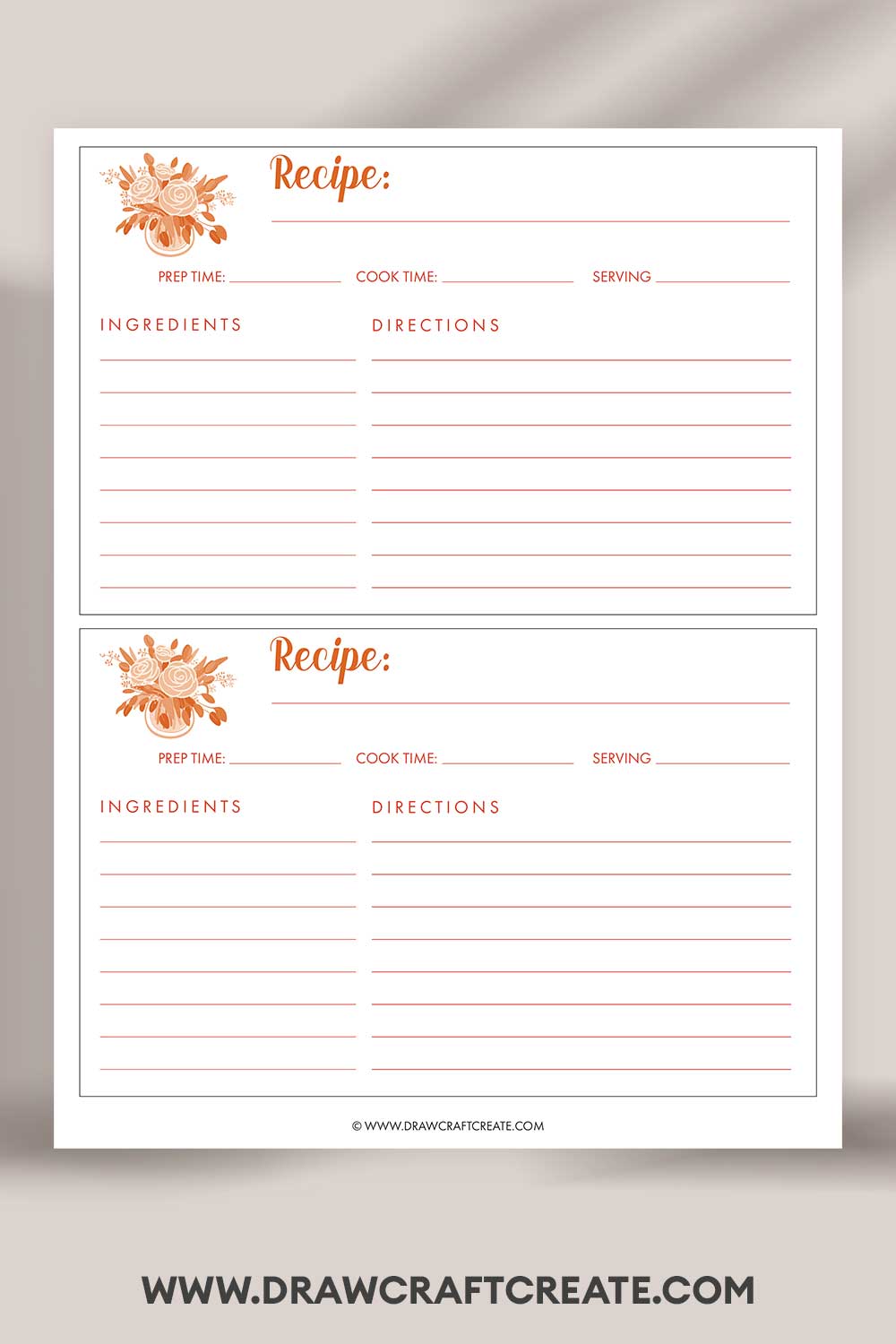 printable recipe card