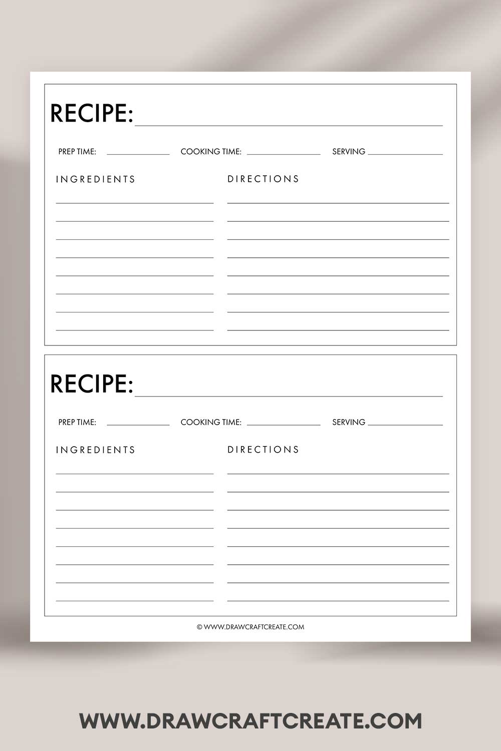 printable recipe card