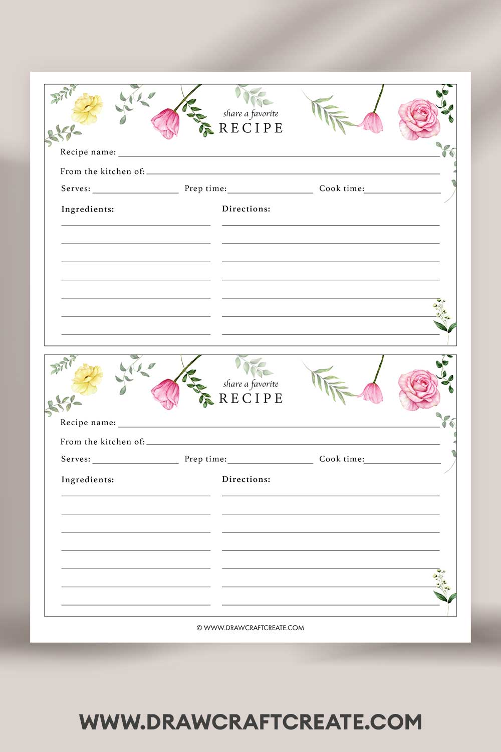 printable recipe card