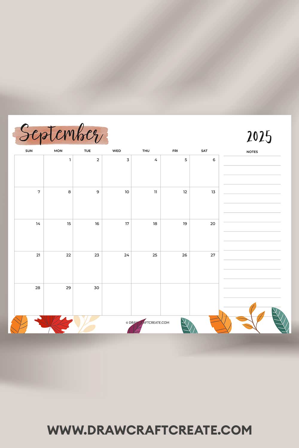 printable september 2025 calendar landscape